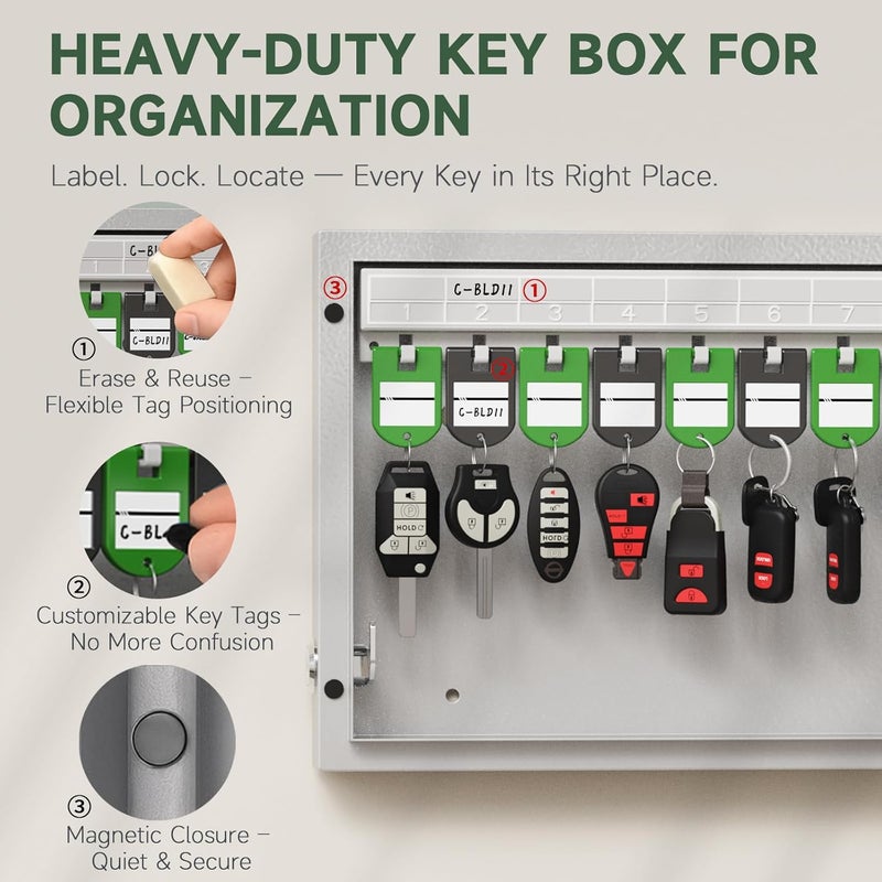 WeHere 16 Key Lock Box Wall Mount, APP Bluetooth/One Time Password Share/Wi-Fi Remote/Fixed Code/Key Unlock, Smart Key Cabinet, Key Organizer Box for Apartment, Hotel, Office, House Key Manage - Image 3